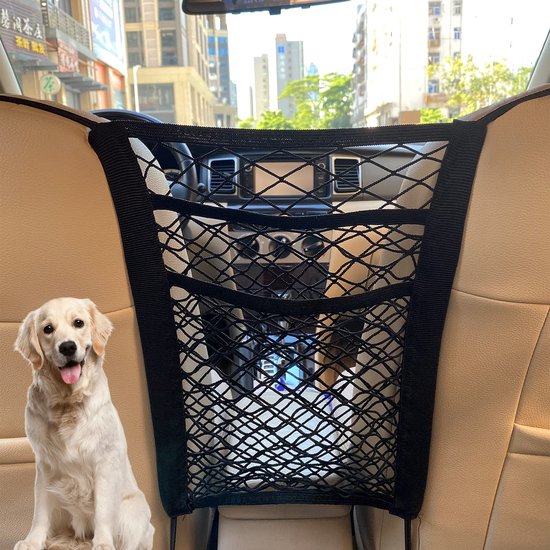 Autonet voor achterbank - 3 lagen hond- en kinderveiligheid, net met haken en rekbare barrière, ideaal voor SUV's en bestelwagens