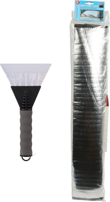 Autoramen anti bevriezing/vorst deken - 70x150 cm - ijskrabber 26x13 cm - grijs van Carpoint