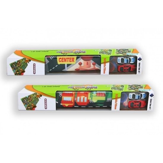 Autospeelkleed Down Town 80 x 70 cm inclusief autootjes -  Speelkleed setje met twee autos van 4Goods
