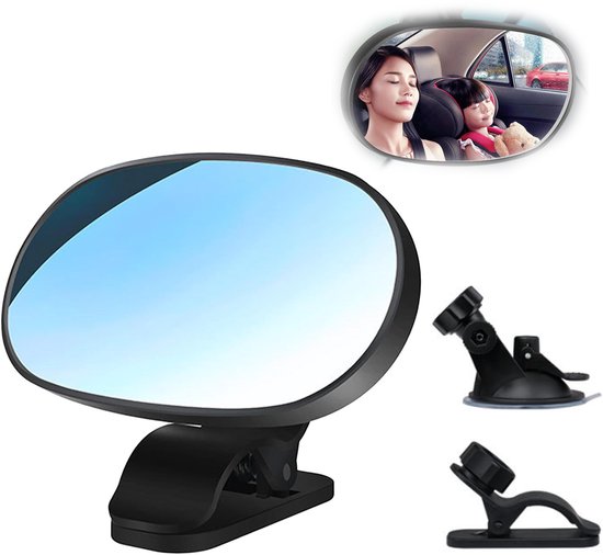 Autospiegel baby- Extra binnenspiegel auto-Babyspiegel auto-360° draaiing van de spiegels van de achterbank-12x7cm van Merkloos