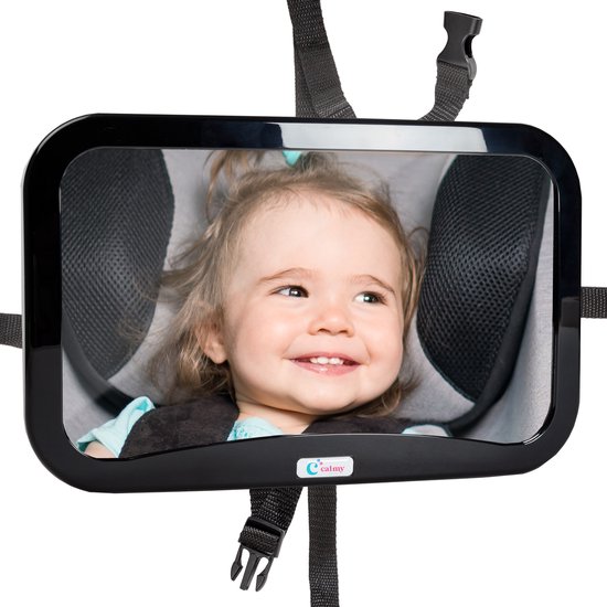 Autospiegel baby - verstelbare spiegel hoofdsteun autostoel achterbank - veiligheidsspiegel - baby en kids - 19 x 30cm - 360 graden draaibaar - zwart van A3 Baby & Kids
