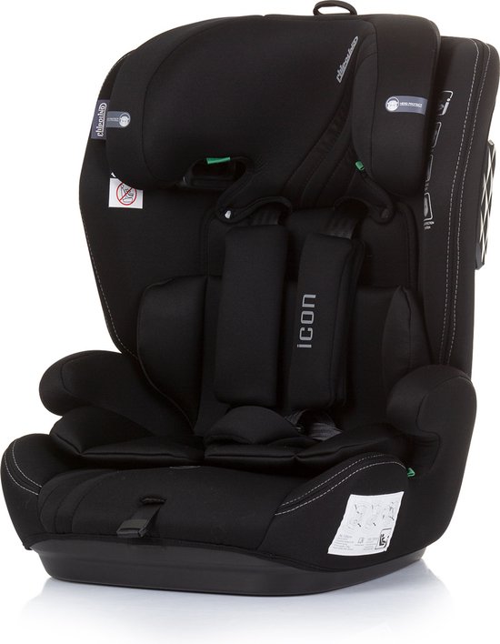 Autostoel Chipolino Icon Autostoel - Auto Kinderzitje - I-Size - Groep 1/2/3 - Verstelbaar - 76-150 cm - Zwart van Chipolino