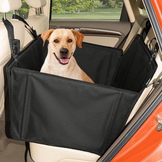 Autostoel hond extra stevig - kleine en middelgrote honden - 4 bevestigingsriemen - waterdicht - achterbank - maat L - zwart van $