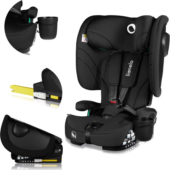 Autostoel met ISOFIX - 1.5 tot 12 jaar (76-150 cm / 9 - 36 kg / Groep 1 2 3) Opvouwbare Autostoeltje - Extra Brede Zijbescherming - 5 Punts Gordel - Lichtgewicht - Top Tether Alarm - Beensteun - Bekerhouder - voor Kind Peuter - Lionelo Nelly i-Size van Merkloos