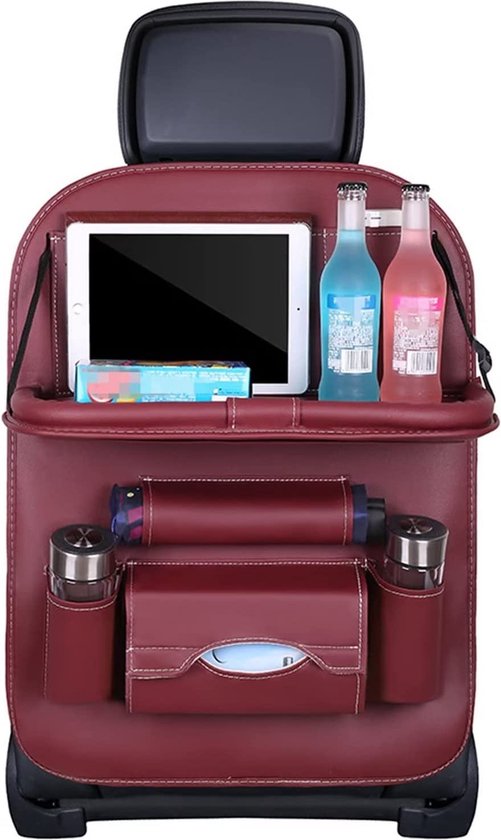 Autostoel Organizer - Carseat Organiser - Auto Stoel Organizer - Tablet houder - Auto Tafeltje - Auto Organizer - Beker houder - Paraplu Houder - Tissue doos houder - Rood van Merkloos