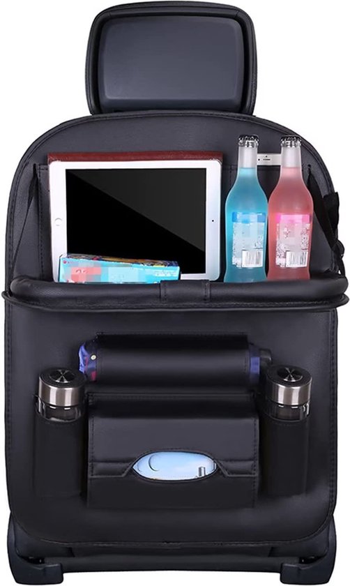 Autostoel Organizer - Carseat Organiser - Auto Stoel Organizer - Tablet houder - Auto Tafeltje - Auto Organizer - Beker houder - Paraplu Houder - Tissue doos houder - Zwart van Merkloos