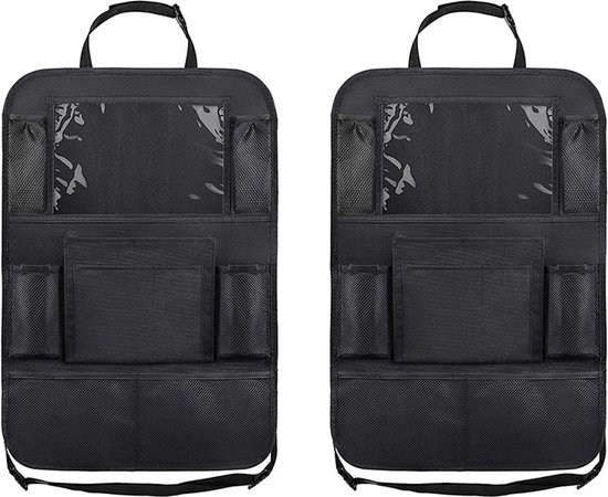 Autostoel Organizer met Tablet houder - 2 Stuks - Zwart - Kwalitatieve Stoelhouder - Opbergzak voor aan Autostoel - Autostoel Organizer Tablet Houder van Merkloos