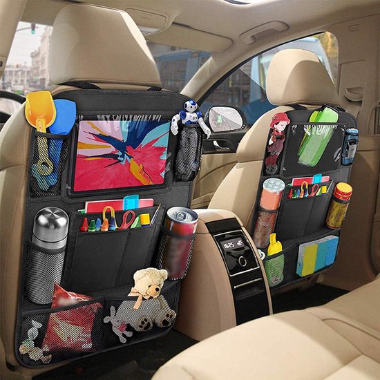 Autostoel Organizer - Universele Autostoel Beschermer - Autostoel Hoes voor Kinderen met Tablet Houder voor iPad & Samsung Galaxy Tab enz. set van 2 van LifeGoods