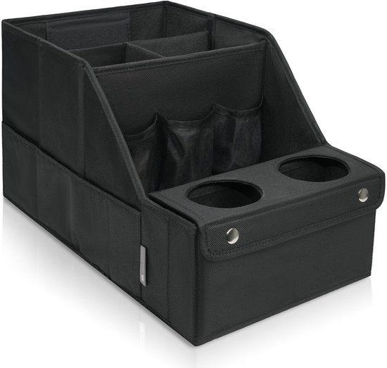 Autostoel Organizer voor Voorstoelen, Achterbank en Kofferbak - Kofferbak Organizer - Opvouwbaar - Met Bekerhouder - Zwart