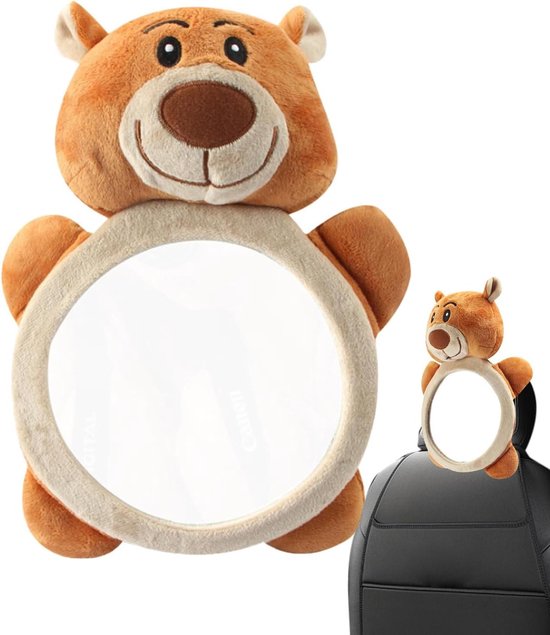 Autostoel Speelgoed - Reisaccessoire Baby - Kind Vermaken - Zacht Pluche Ontwerp - 18x25x6cm - Bruin