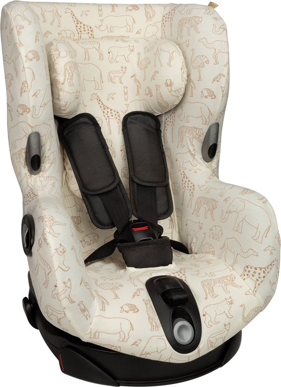 Autostoelhoes Geschikt voor Maxi Cosi Axiss - Maxi Cosi Hoes Groep 0-1 - Zacht Katoen - Perfecte Pasvorm - Safari van Merkloos