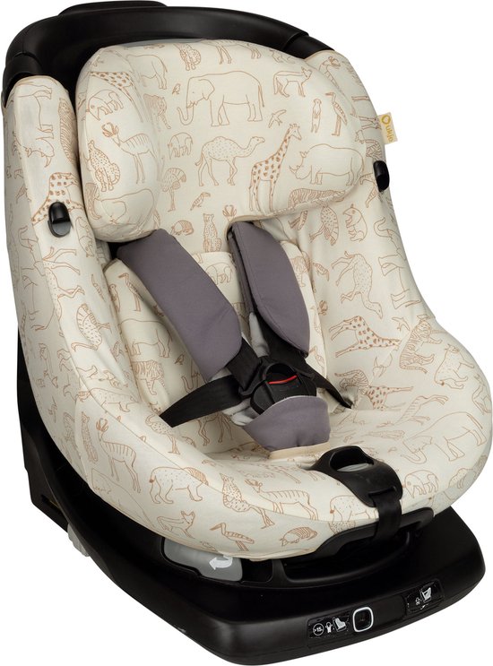 Autostoelhoes Geschikt voor Maxi Cosi AxissFix - Maxi Cosi Hoes Groep 0-1 - Zacht Katoen - Perfecte Pasvorm - Safari van Merkloos