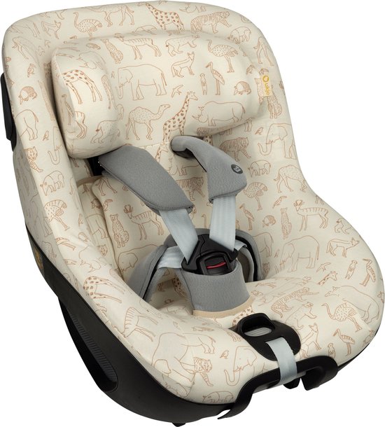 Autostoelhoes Geschikt voor Maxi Cosi Pearl 360 - Maxi Cosi Hoes Groep 0-1 - Zacht Katoen - Perfecte Pasvorm - Safari van Merkloos