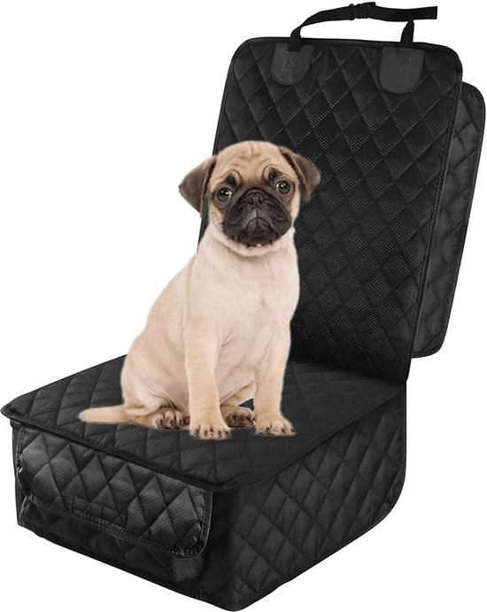 Autostoelhoes voor huisdier, autovoorstoelhoes voor honden, aparte enkele stoel, waterdichte hondenstoelhoes, geschikt voor alle auto's SUV (Zwart)