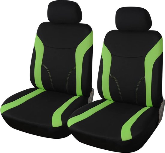 Autostoelhoezen voorstoelen groen zwart | Autostoelbeschermerset universeel voor bestuurdersstoel en passagiers | auto-accessoires interieur van Carpoint