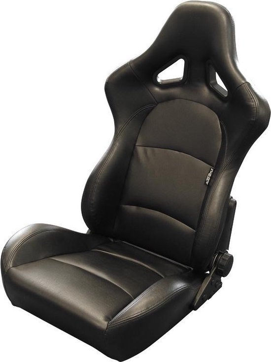 AutoStyle Sportstoel 'BS2' - Zwart Kunstleder - Dubbelzijdig verstelbare polyester rugleuning - incl. sledes van AutoStyle