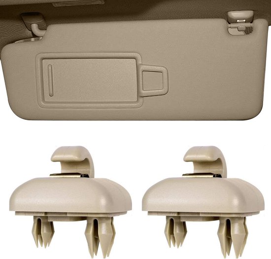 Autozonneklep - Cliphaak - Autoaccessoires - Auto-zonneschermen - Zonneklep Hhaken voor de Auto - Binnenhaken Voor Zonnekleppen - Autohouder voor Zonneklep - Compatibel Met Audi A3A4LA5A6LQ5Q3 - Beige - 2 Stuks - Automatische Zonneklep Ter Vervanging van Hindom