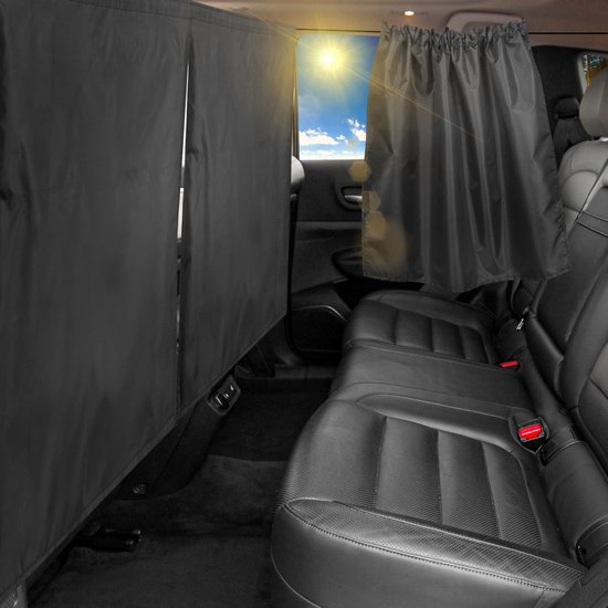 Autozonnescherm, Autogordijnen, achterbank- en zijruitverdeler, zonnescherm voor auto, 99% lichtblokkerend, brede sedan SUV zonneschermhoezen voor reizen en kamperen, zwart, 3 stuks van Merkloos
