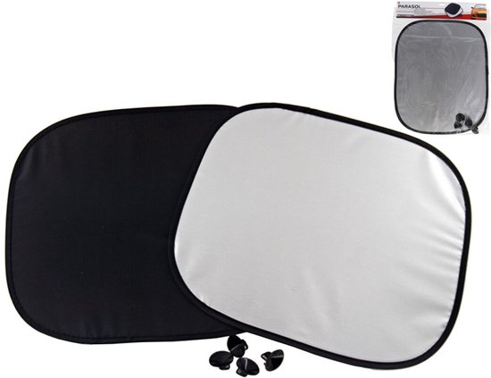 Autozonnescherm niet doorzichtig - De zonneschermen houden de zon buiten |Zonnescherm auto| zonbescherming autoramen| zwarte zonnescherm|Zonnescherm set zijraam auto36x44cm Grijs/Zwart van Dresz