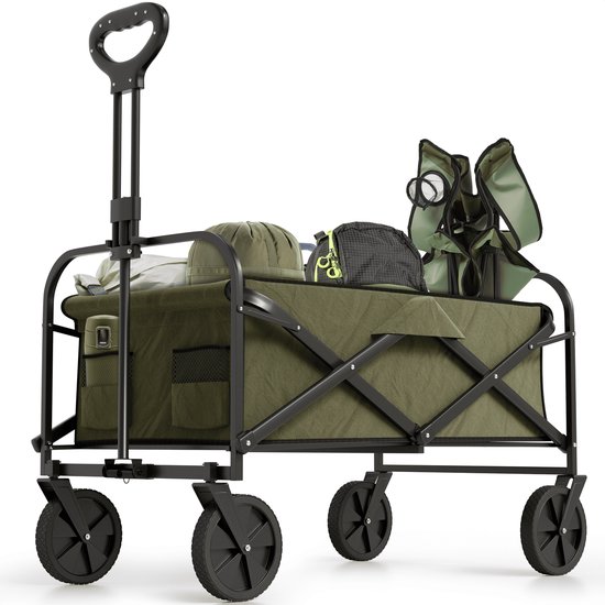 Avalo Bolderkar - Opvouwbaar - Tot 90KG - 80x47x49 CM - 80L - 360º Wielen - Groen van Avalo