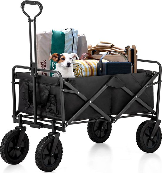 Avalo Bolderkar XL - Opvouwbaar - Tot 110KG - 91x51x59 CM - 120L - 360º Wielen - Zwart van Avalo