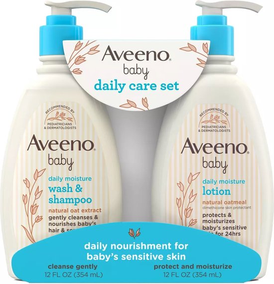 Aveeno Baby Daily Care Gift Set Includes Daily Moisturizing Body Lotion & 2-in-1 Baby Bath Wash & Shampoo - Babyhuidverzorging van Aveeno