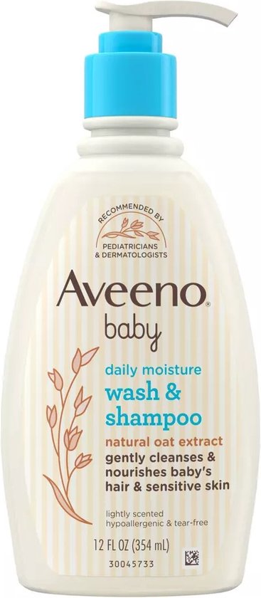 Aveeno Baby Daily Moisture Gentle Body Bath Wash & Shampoo – Lightly Scented – 354ml van Merkloos