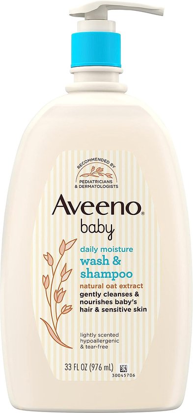 Aveeno Baby Daily Moisture Wash & Shampoo - Oat Extract - Havermout - Babyshampoo - 976ml van Merkloos
