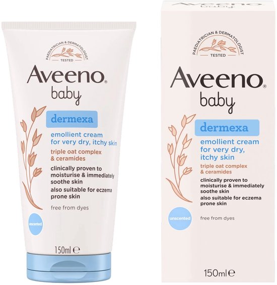 Aveeno Baby Dermexa Emollient Cream | Crème voor Zeer Droge Jeukende-Eczeem Huid, 150ml van Merkloos