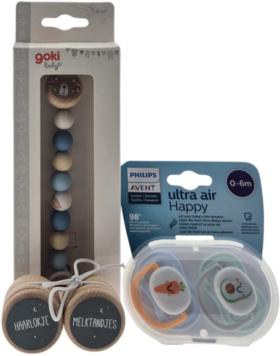 Avent Kraamcadeauset met Fopspeen - Ketting Blauw - Haarlokje en Melktandjes doosjes – Luxe Cadeauset | Giftbox | Perfect Geschenk voor Iedereen van Merkloos