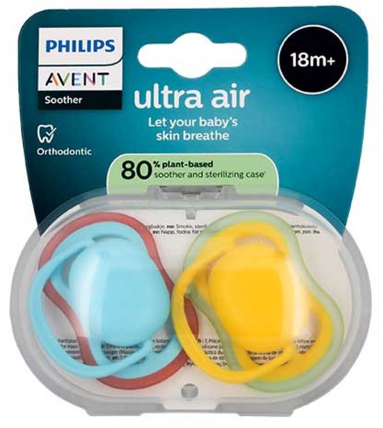 Avent Ultra Air 2 Orthodontische Fopspenen 18 maanden en ouder (Kleur : Blauw) van Avent