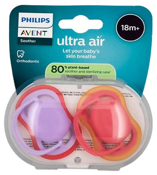 Avent Ultra Air 2 Orthodontische Fopspenen 18 maanden en ouder (Kleur : Roos)