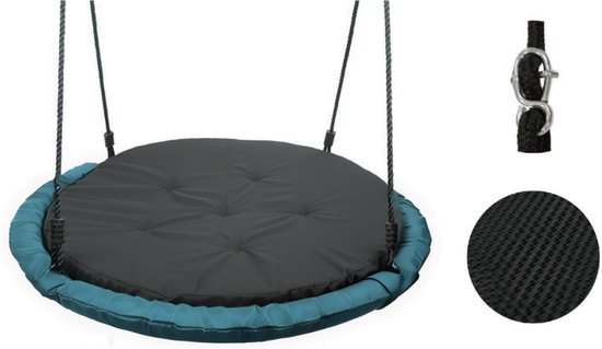 B-Play Nestschommel Comfort Turquoise Groen met kussen Ø100 cm Premium met BR touw van Merkloos