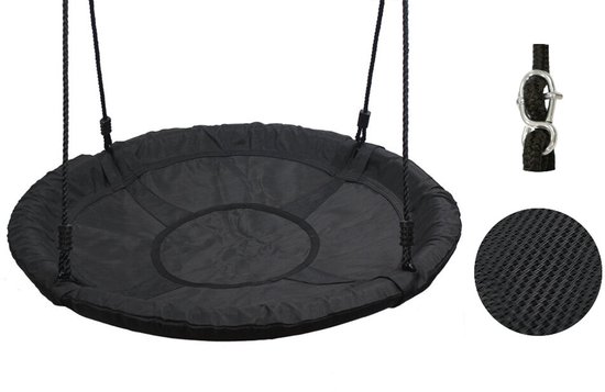 B-Play Nestschommel Comfort Zwart Ø100 cm Premium met BR touw van B-Play