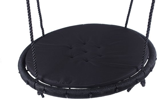 B-Play Nestschommel Zwart O100 cm met zwart kussen en PP touwen van B-Play