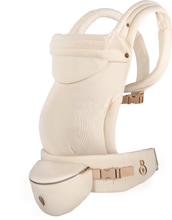 Babiem® Chloé - Draagzak - Met Bijpassend Fanny Pack - Kinderdrager - Draagzak Baby - 3 Draagposities - Tot 15 Kilo - Draagzak Peuter - Off-white van Babiem