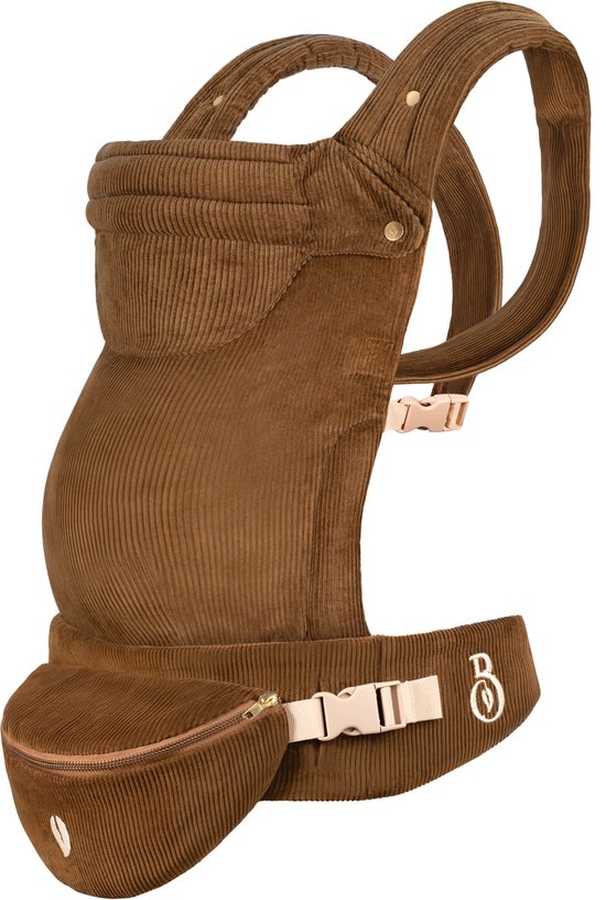 Babiem® Luca - Draagzak - Met Bijpassend Fanny Pack - Kinderdrager - Draagzak Baby - 3 Draagposities - Tot 15 Kilo - Draagzak Peuter - Cognac van Merkloos