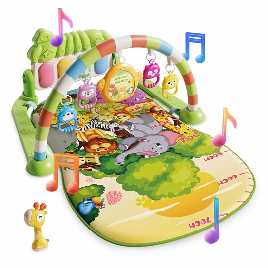 Baby activiteitenmat dieren in de zoo - speelmat met piano - speelboog met geluid dierentuin