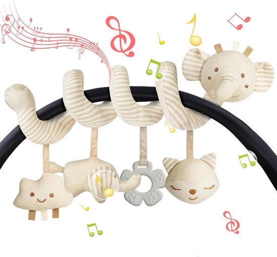 Baby Activiteitsspeelgoed - Wagenspiraal Pluche - Baby Vermaak - Zachte Pluche Stoffen - 20 cm - Beige