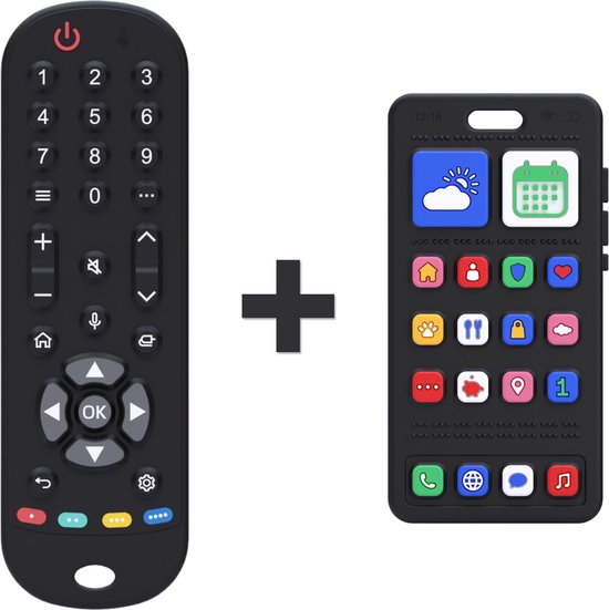 Baby Afstandsbediening + Baby Telefoon - 100% Siliconen Bijtringen - Baby Speelgoed - Broemba® van Broemba