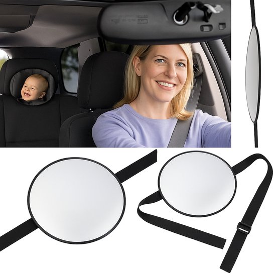 Baby Autospiegel voor Achterbank - 360° Verstelbare Veiligheidsspiegel - Brede Kijkhoek voor Auto - Veilig Rijden met Baby in Achteruitkijkspiegel van Merkloos