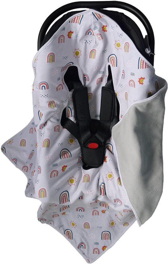 Baby autostoel deken - Voetenzak wrap - Baby warm houden - Universele pasvorm - 90x90cm - Grijs