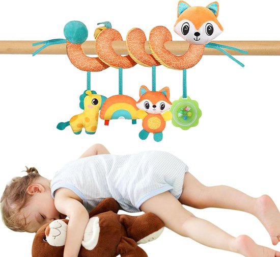 Baby Autostoel Speelgoed - Wandelwagen Decoratie - Sensorisch Spel - Huidvriendelijk Pluche - 25 x 20 x 6 cm - Vos