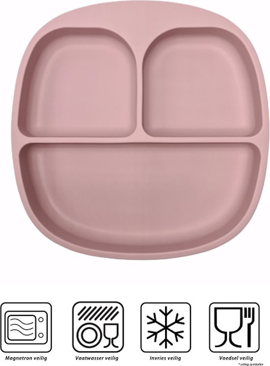 Baby - Baby Bordjes - Kinderservies - Kinderbord - met zuignap - Onbreekbaar - 17x17 - Pale Rose van Little Dutch