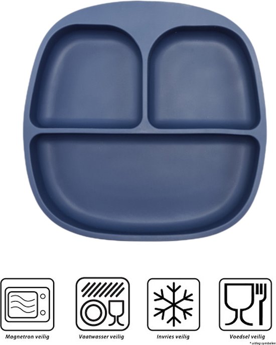 Baby - Baby Bordjes - Kinderservies - Kinderbord - met zuignap - Onbreekbaar - 19x19 - Blauw van Little Dutch