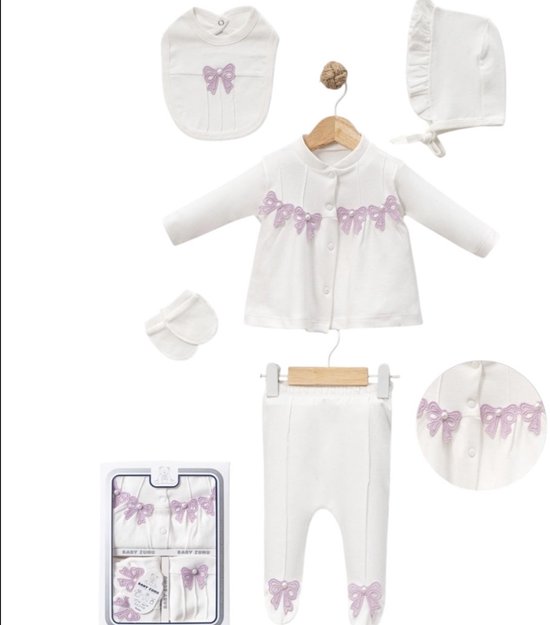 Baby - Baby meisje - Baby kleding - Kraamcadeau _ babycadeau - Set 5 delig - maat 50/56 van Merkloos