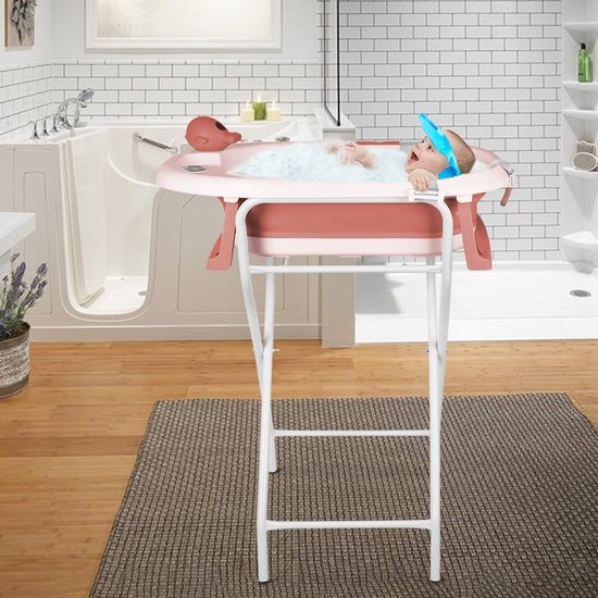 Baby Bad met Standaard - Opvouwbaar Babybad - Baby Verzorgen - Ergonomisch Ontwerp - 81.5 x 48 x 21 cm