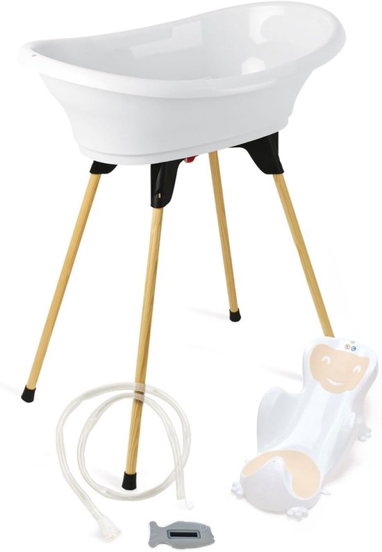 Baby bad set - 5-delig babybad - Baby badderen - Inclusief thermometer - 80 x 50 x 27 cm - Wit