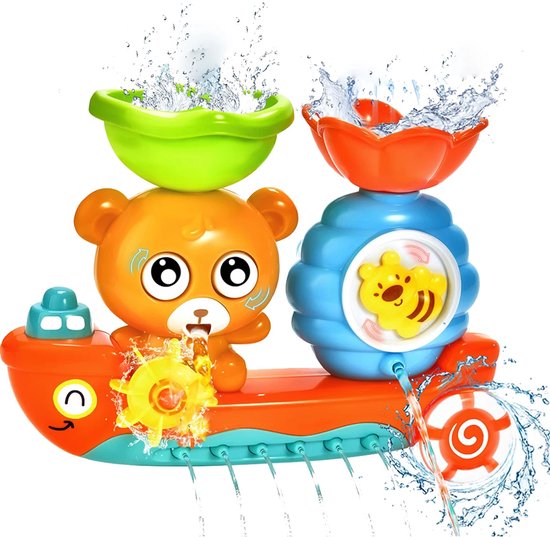 Baby Bad Speelgoed - Beer Waterval Speelset met Zuignappen | Waterbaan, Tandwielen & Propeller | Zonder Batterijen | Voor Bad & Douche | Jongens & Meisjes van Toi-Toys