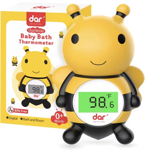 Baby Bad Thermometer Editie: Bijen - Digitaal + LED Display - Veilige Badtemperatuur & Drijvend Speelgoed - Instelbaar °C/°F - speelgoed voor Baby’s & Peuters van Merkloos